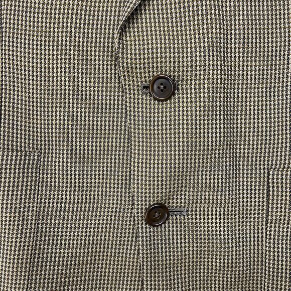 Austin Reed Vintage 70s Wool Blazer 40R Tan Houndstooth Jacket Gus’s USA Classic - Picture 13 of 14